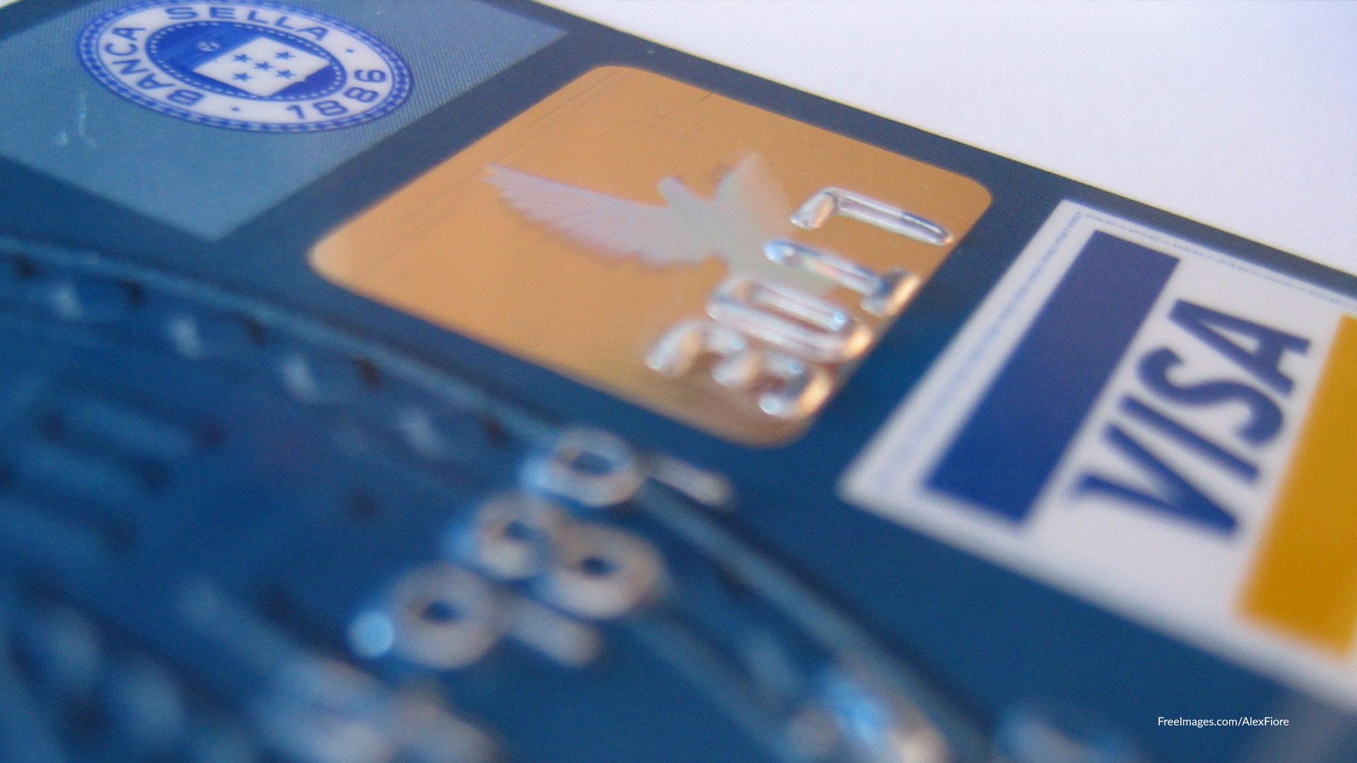 A close up of the credit card logo