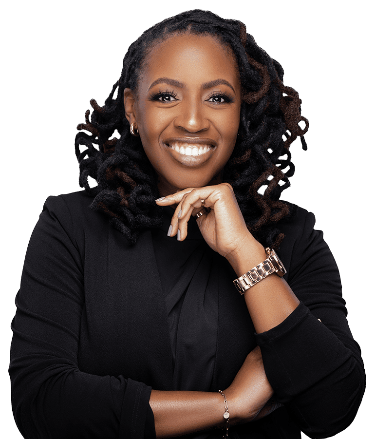 A woman with curly hair and a black shirt